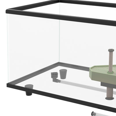 PawHut 50L Glass Turtle Tank Aquarium with Basking Platform, Easy Drainage, Strip Patch Thermometer 