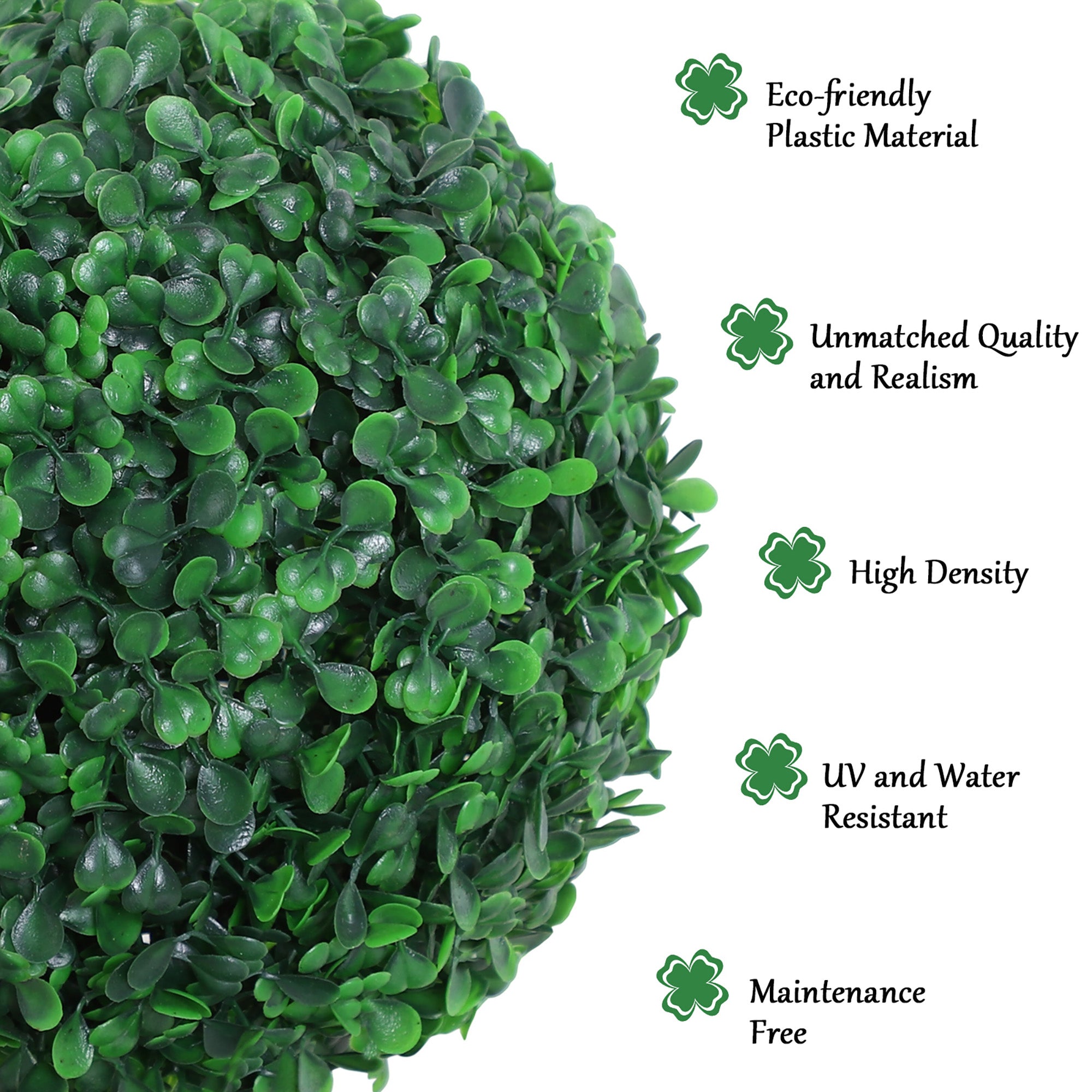 Outsunny Set of 2 Artificial Boxwood Ball Topiary Trees Potted Decorative Plant Outdoor and Indoor Décor (112cm) 