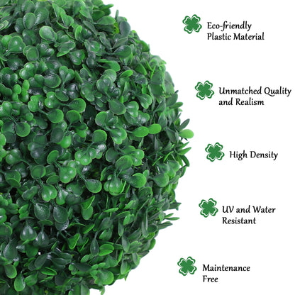 Outsunny Set of 2 Artificial Boxwood Ball Topiary Trees Potted Decorative Plant Outdoor and Indoor Décor (112cm) 