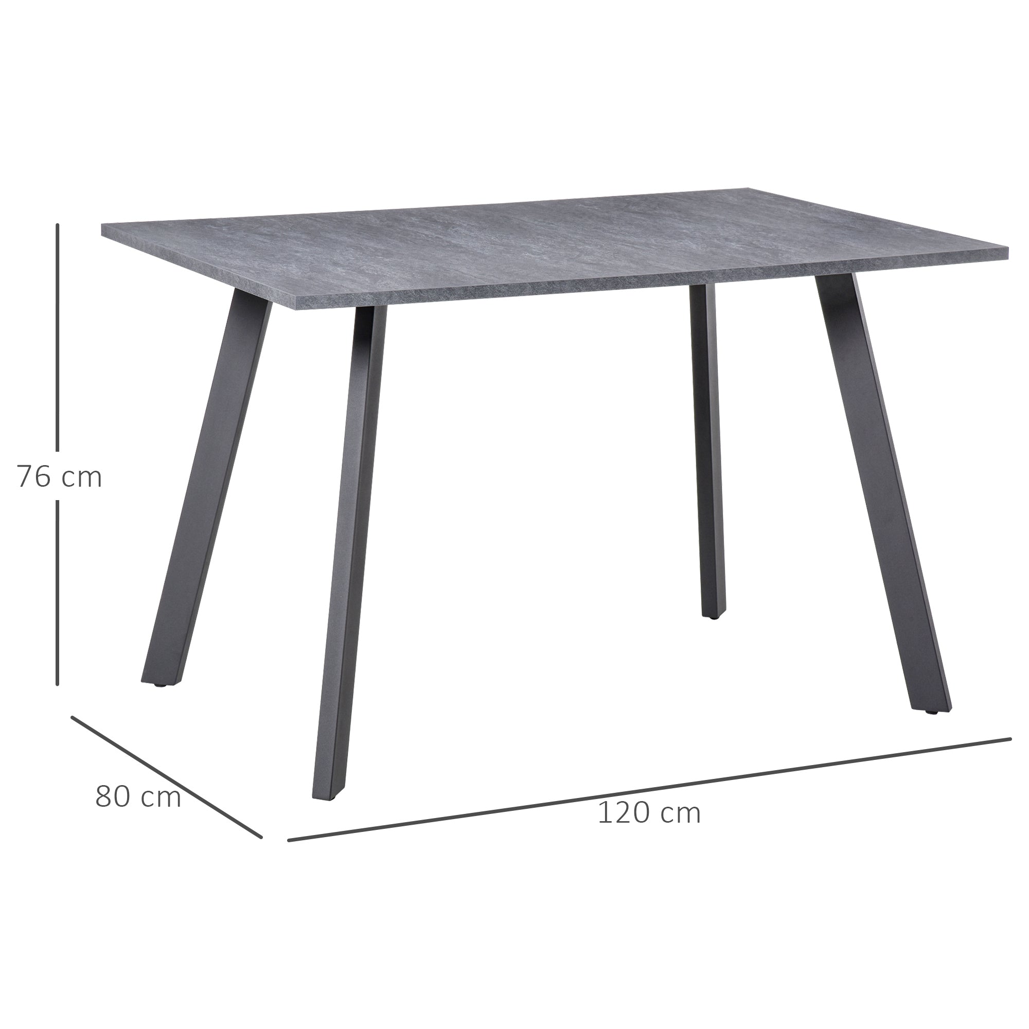 HOMCOM Dining Table, Contemporary Rectangle Kitchen Table with Metal Legs and Spacious Tabletop for Dining Room, Living Room, Dark Grey 