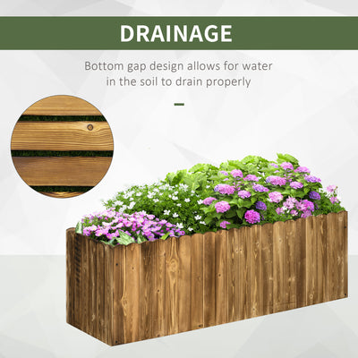 Outsunny 172L Raised Garden Bed, Wooden Rectangle Planter Box, Outdoor Herb Vegetable Flower Pot (120L x 40W x 40H cm) 