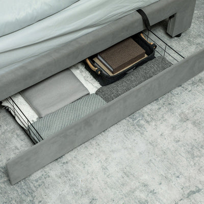 HOMCOM King Size Ottoman Bed Frame, with Front Drawer - Grey 