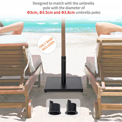 Outsunny Φ35/38/48MM 18KG Steel Square Parasol Stand Base w/ Adjustable Knob Umbrella Stand Garden Patio Outdoor Home, Black 