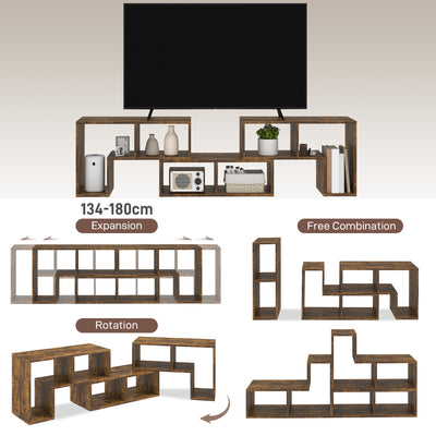 HOMCOM TV Stand for TVs up to 75 Inches, Free Combination TV Unit with Storage Shelves, Extendable Entertainment Centre for Living Room, Rustic Brown 