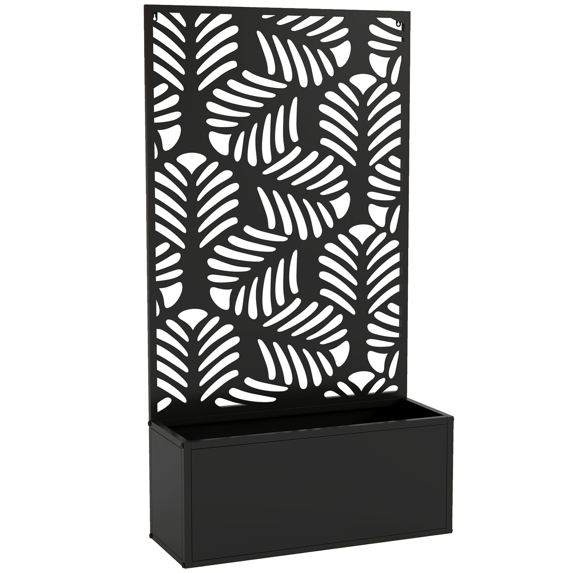 Outsunny Metal Garden Bed for Garden with Trellis, Wall Mounted or Freestanding Raised Planter with Privacy Screen 