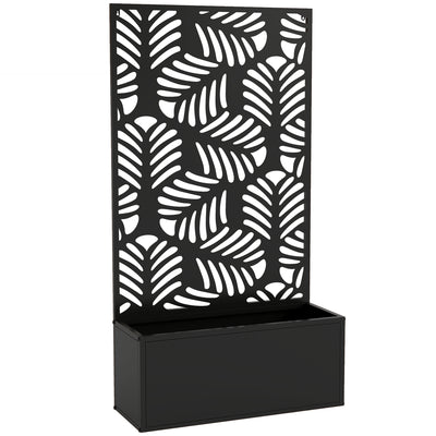 Outsunny Metal Garden Bed for Garden with Trellis, Wall Mounted or Freestanding Raised Planter with Privacy Screen 
