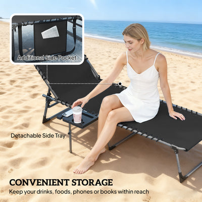 Outsunny Five-Position Reclining Sun Loungers Set of 2 - Black 