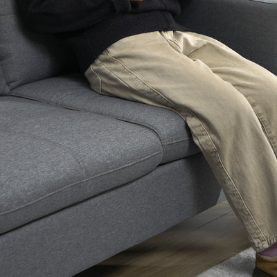HOMCOM Two-Seater Sofa, with Steel Legs - Grey 