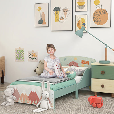 ZONEKIZ Toddler Bed Frame, Kids Bedroom Furniture for Ages 3-6 Years, Green 