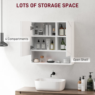 kleankin Wall Mounted Bathroom Storage Cupboard - White 
