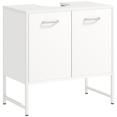 HOMCOM Bathroom Vanity Unit, Under Sink Storage Cabinet with Soft-Close Doors for Basin without or with Pedestal, White 