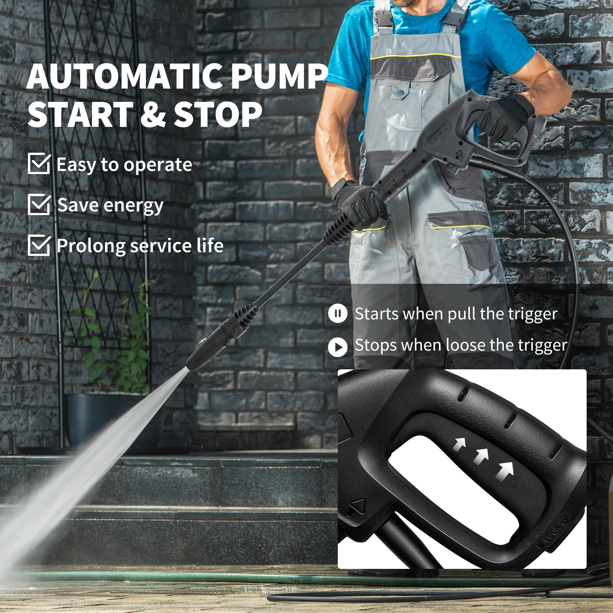 Outsunny 1800W High Pressure Washer, 150 Bar Pressure, 420 L/h Flow, Portable Electric Power Washer Jet Wash Cleaner with Adjustable Nozzle, 6M Hose, Steel Handle for Home Patio Car Driveway, Green 