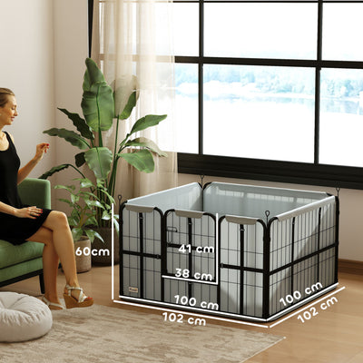 PawHut Steel Dog Whelping Box with Washable Pee Pad, Windproof Cloth, Lockable Door, for Small & Medium Dogs, 102 x 102 x 60cm 