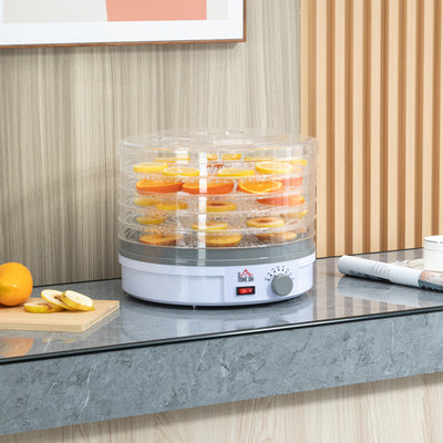 HOMCOM 5 Tier Food Dehydrator, 245W Food Dryer Machine with Adjustable Temperature Control for Drying Fruit, Meat, Vegetable, Jerky and Pet Treat, White 