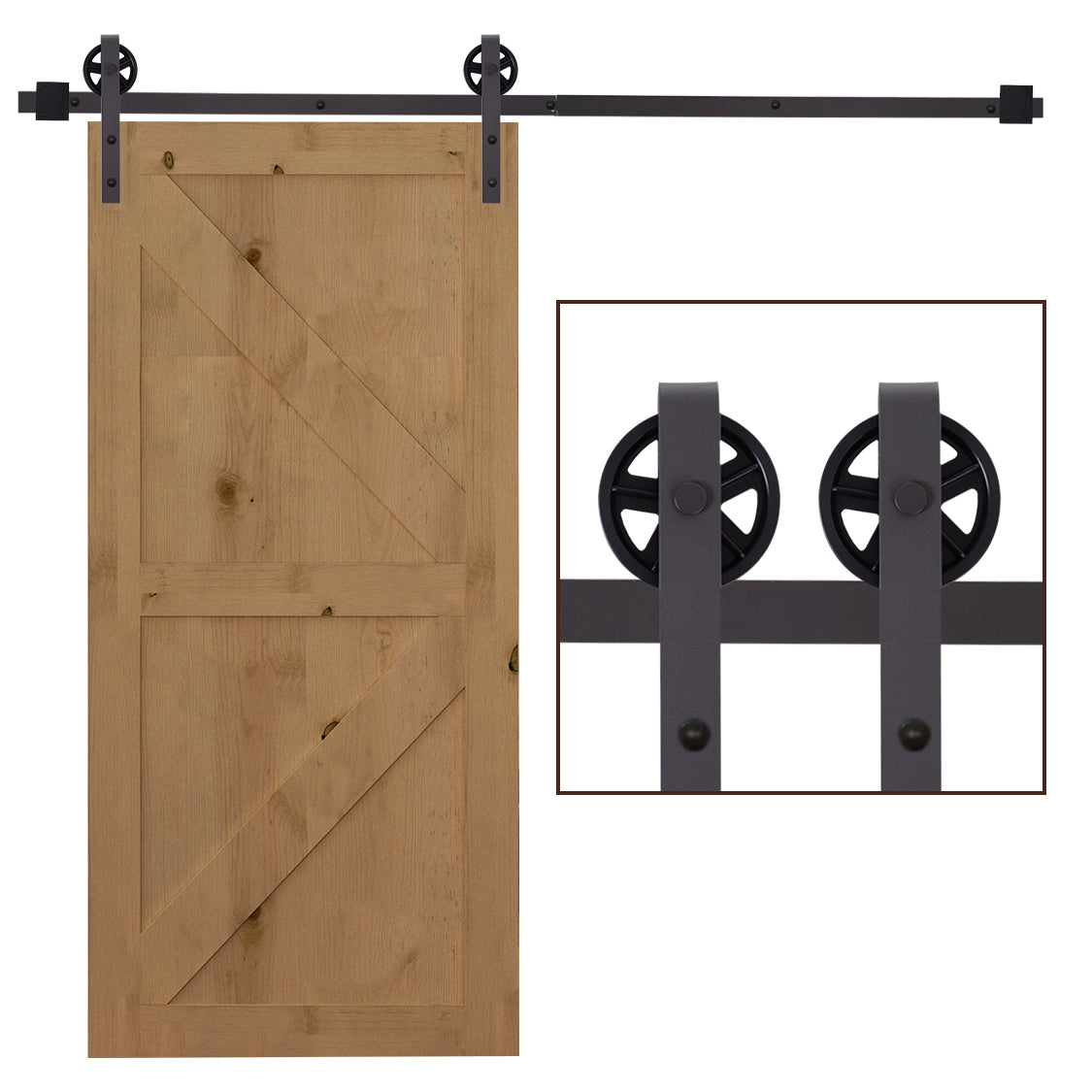 HOMCOM 6ft Modern Single Sliding Barn Door Track Kit Set Closet Hardware for Single Wooden Door 