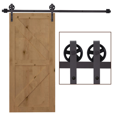 HOMCOM 6ft Modern Single Sliding Barn Door Track Kit Set Closet Hardware for Single Wooden Door 