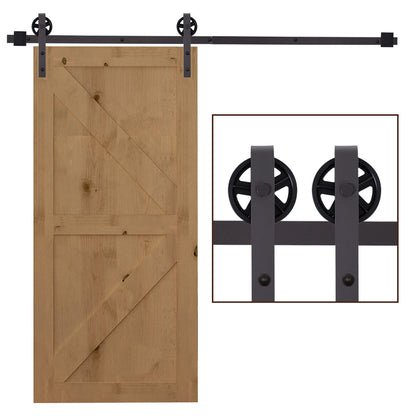 HOMCOM 6ft Modern Single Sliding Barn Door Track Kit Set Closet Hardware for Single Wooden Door 