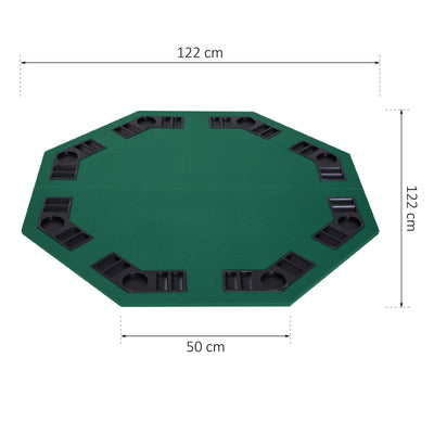 HOMCOM 1.2m/48 Inches Foldable Poker Table Top 8 Players Blackjack Tables Chip Trays 