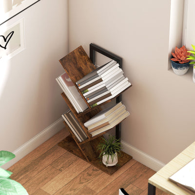 HOMCOM Four-Section Tree Bookcase - Wood-Effect 