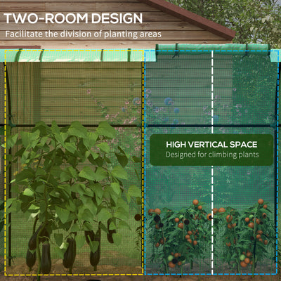 Outsunny Tomato Greenhouse, Garden Growhouse with 2 Roll-up Doors and 4 Mesh Windows, Portable Indoor Outdoor Green House, 185 x 94 x 150cm, Green 