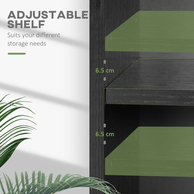 HOMCOM 2 Tier Bookshelf, Low Bookcase with Adjustable Shelf, 2 Compartments for Home Office, Living Room, Study, Black 