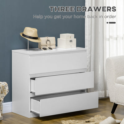 HOMCOM Chest of Drawers, 3-Drawer Storage Organiser Unit for Bedroom, Living Room, White 