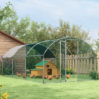 PawHut Galvanised Chicken Coop Hen House w/ Cover 5.7 x 2.8 x 2m 
