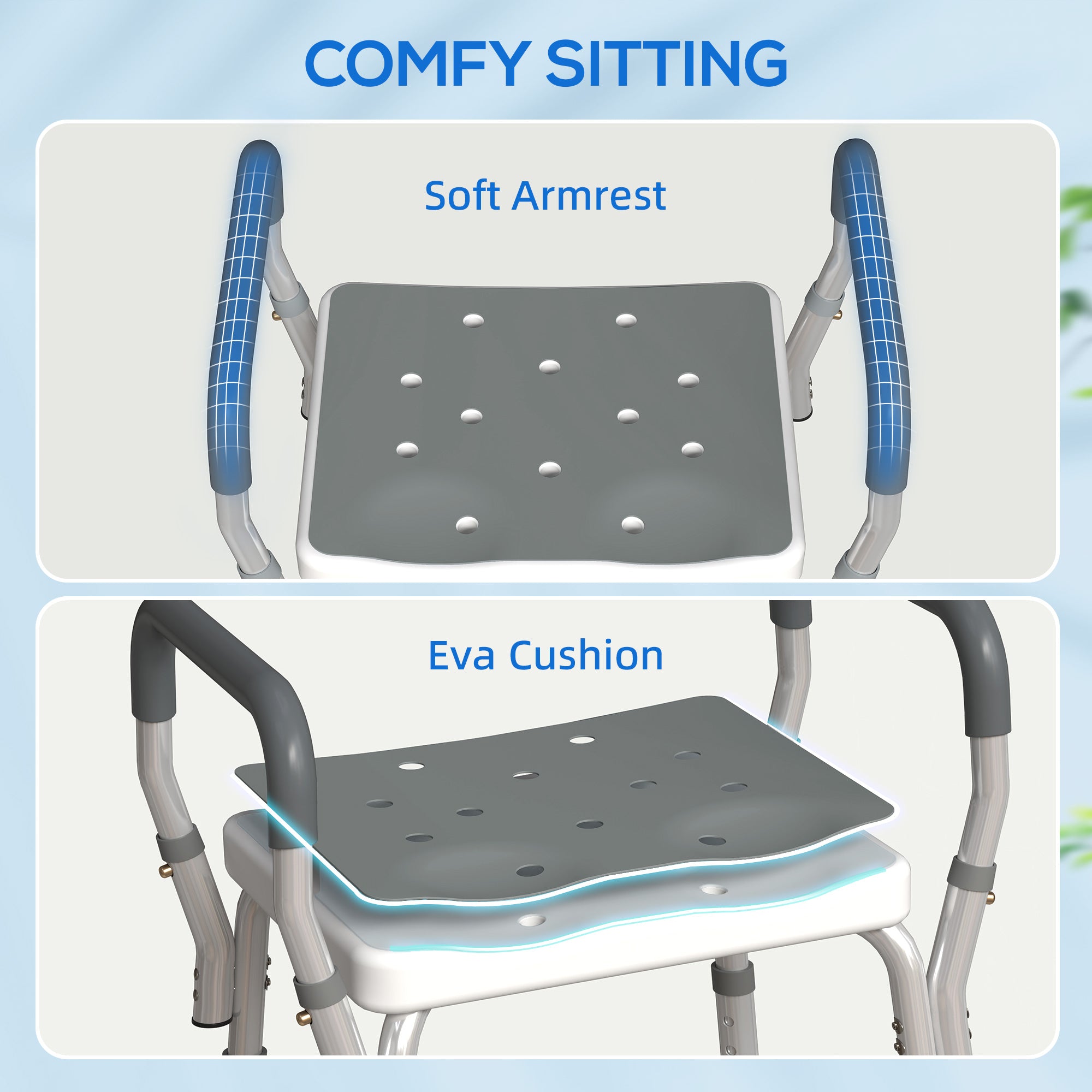 HOMCOM 57-69cm Aluminium Frame Bath Seat 