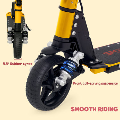 SPORTNOW Folding Electric Scooter for Kids Age 6-14 with Dual Brakes, Front Suspension, LED Colourful Lights and Display, 6.8kg Lightweight Aluminium E Scooter, Up to 14 KM/H & 6 KM, Gold Tone 