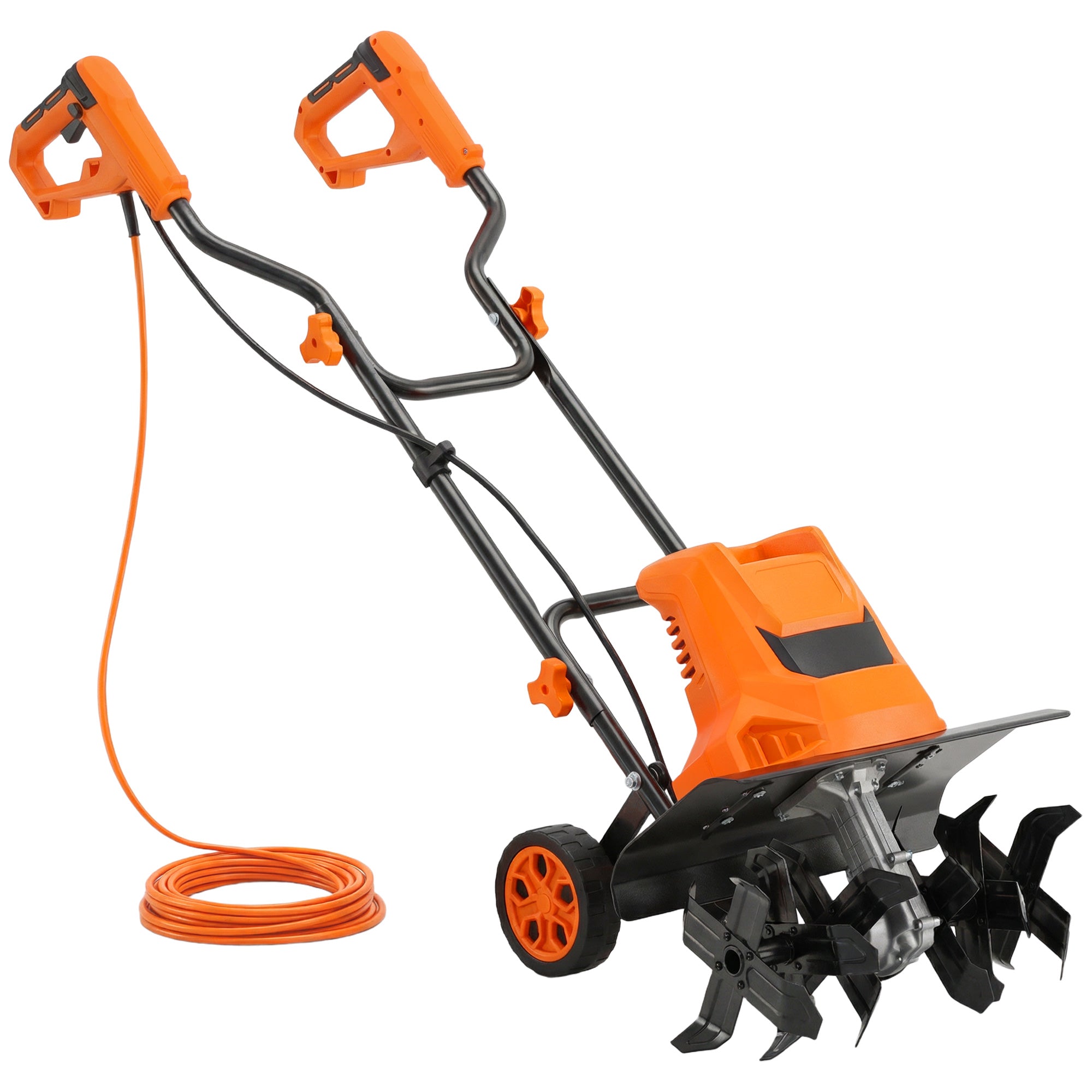 Outsunny 1500W Electric Garden Tiller w/Foldable Handle, 40cm Working Width, 20cm Tilling Depth, 6 Blades, 2 Adjustable Wheels 