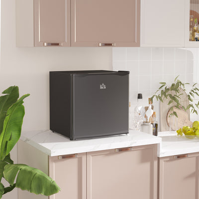 HOMCOM 46 Litre Table Top Mini Fridge, Small Fridge with Ice Box, Reversible Door, Adjustable Temperature and Legs for Bedrooms, Home Office, Black 