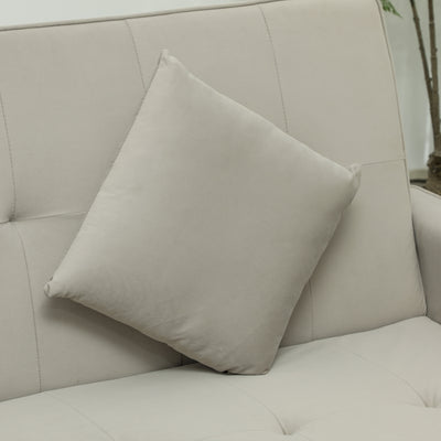 HOMCOM Three-Person Velvet-Feel Sofa Bed - Beige 