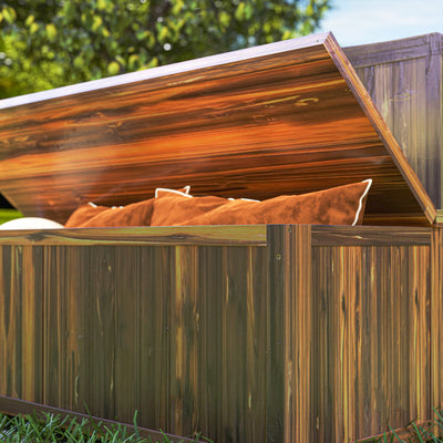 Outsunny Wood Storage Bench for Patio Furniture, Outdoor Garden Seating Tools, Brown 