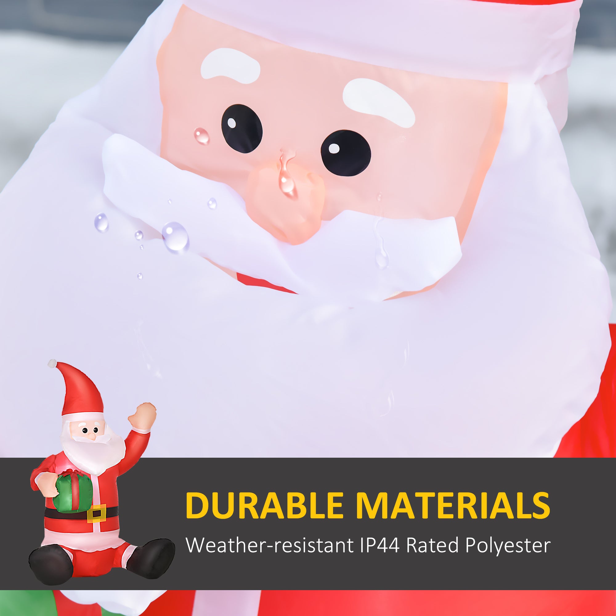 HOMCOM 4ft Inflatable Christmas Santa Claus Gift with LED Xmas Décor Holiday Outdoor Yard Decoration 