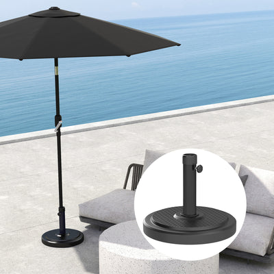 Outsunny 22kg Garden Parasol Base, Round HDPE Sun Umbrella Base, Heavy Duty Outdoor Umbrella Stand for 38mm or 48mm Outdoor Umbrella Poles, Black 