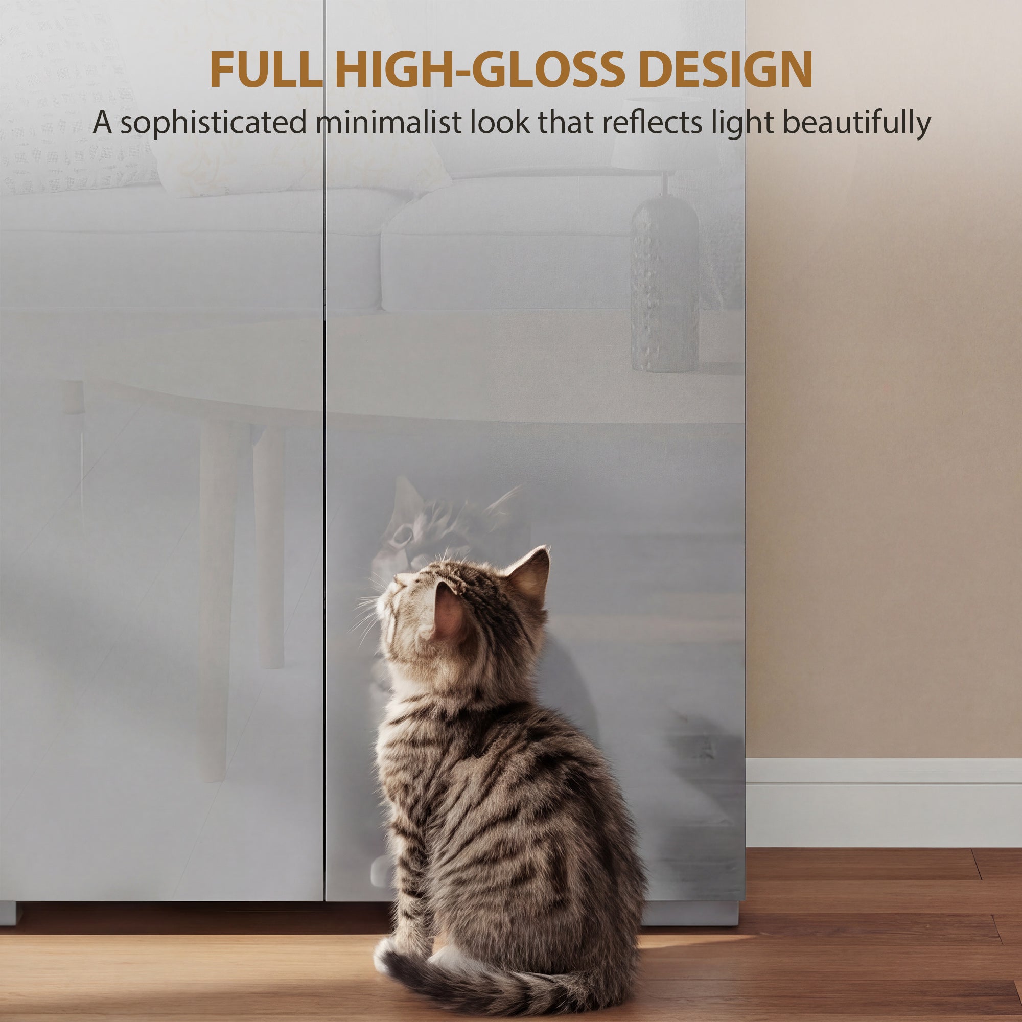 HOMCOM 180 cm Tall Kitchen Cupboard, Pantry Storage Cabinet with Soft Close Doors and Adjustable Shelves, High Gloss Grey 