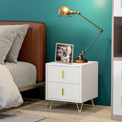 HOMCOM Elegant Chest of Two Drawers - White/Gold-Tone 