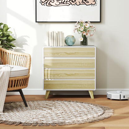 HOMCOM Chest of Four Drawers - Wood-Effect/White 