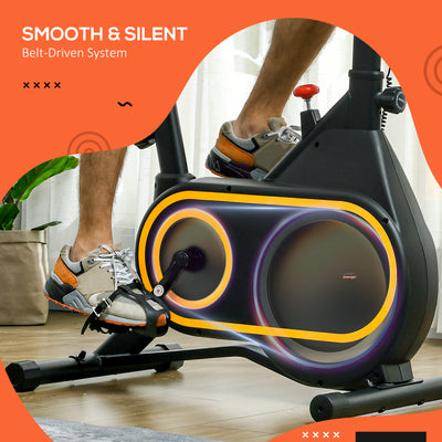 SPORTNOW Magnetic Indoor Cycling Bike, Exercise Bike with Silent Flywheel, LCD Display, Tablet Holder, Comfortable Seat 