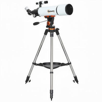Outsunny Astronomy Telescope for Adults and Beginners with 80 mm Aperture, Carry Bag, White 