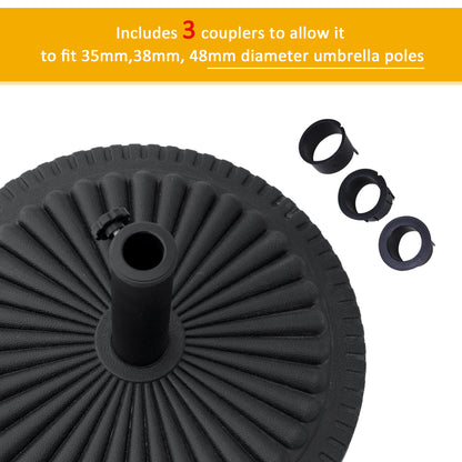 Outsunny 14kg Round Cement Parasol Base Umbrella Weight Stand Holder Fits Φ35mm,Φ38mm,Φ48mm Pole for Patio Outdoor Garden - Black 