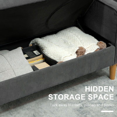 HOMCOM Small Two-Seater Corduroy Sofa - Grey 