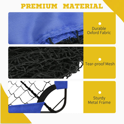 HOMCOM Set of 2 Football Goal Net 6 x 3 ft Foldable Outdoor Sport Training Teens Adults Football with Carrying Bag Blue 