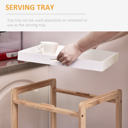 HOMCOM 3-Tier Mobile Kitchen Trolley Cart Storage Shelves Rack Rolling Wheels White 46 x 35 x 74.5 cm 