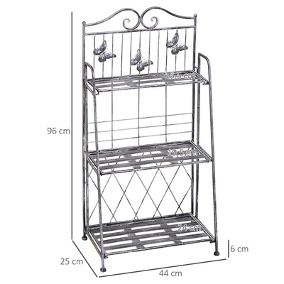 Outsunny Indoor Outdoor Freestanding 3-Tier Garden Plant Stand Metal Flower Display Rack for Potted Plants Balcony Décor 44L x 25W x 96H cm 