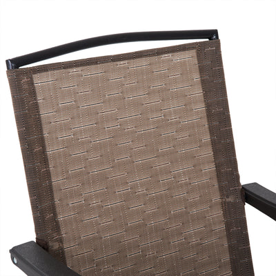 Outsunny 3 Piece Outdoor Bistro Set, Patio Conversation Furniture Set with 2 Folding Backrest Adjustable Armchairs and Glass Top Coffee Table, Brown 