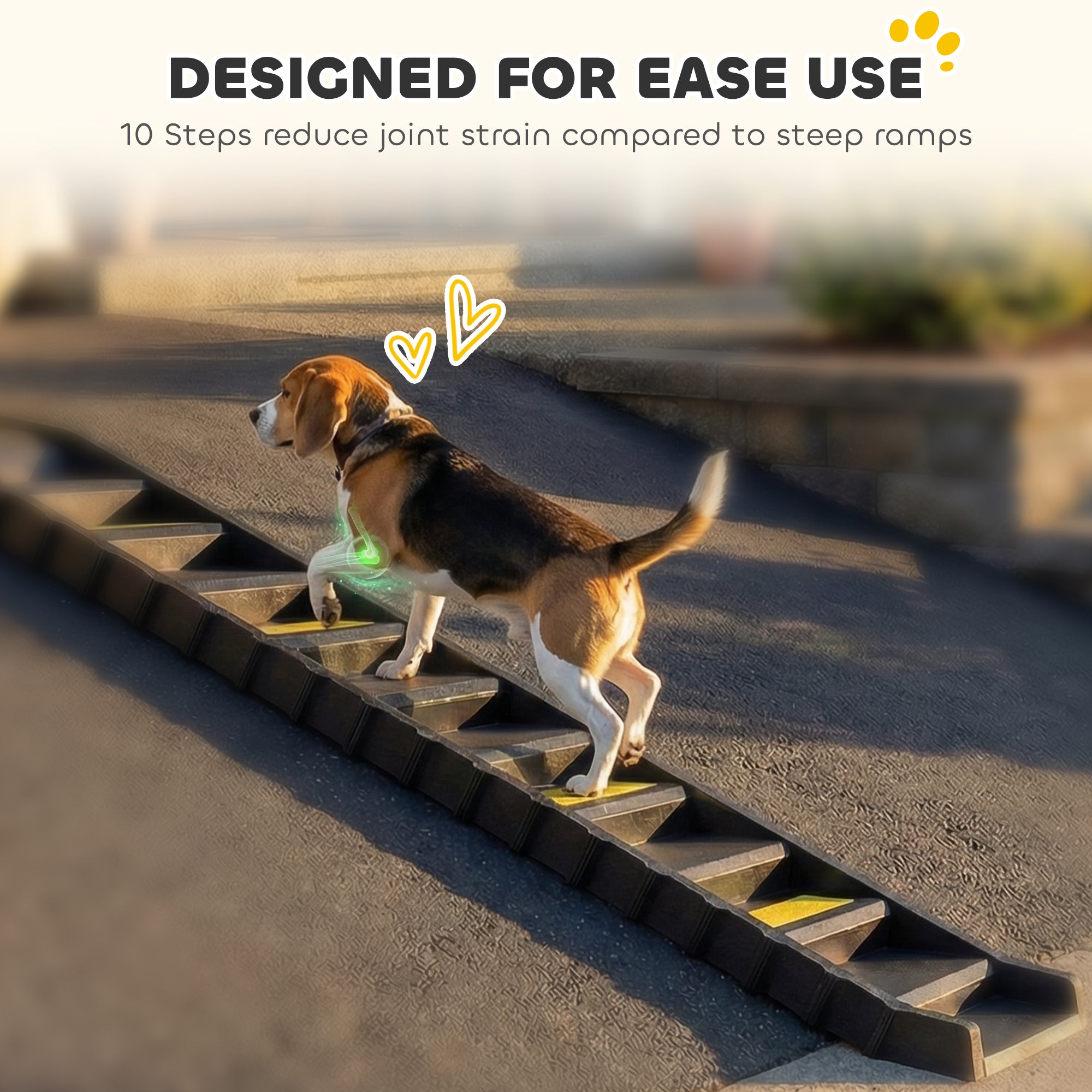 PawHut Dog Car Ramp with Anti-Slip Steps, 10-Steps Pet Stairs for Pets to Access Cars and High Beds, Black 