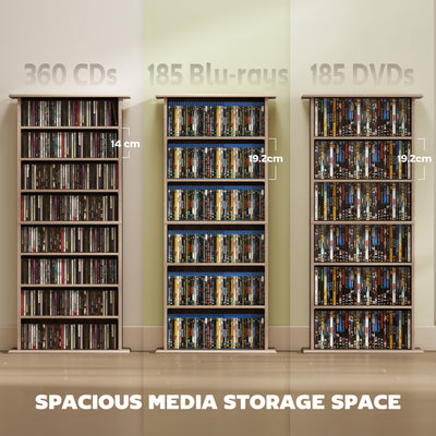 HOMCOM 360 CD Storage Unit - Natural Wood Finish 
