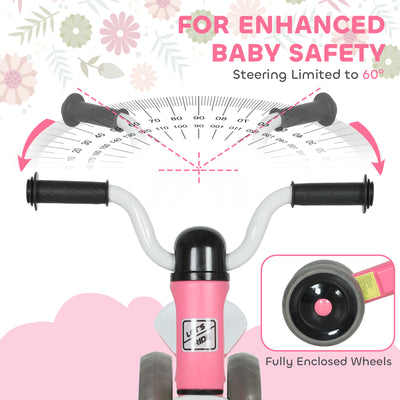 AIYAPLAY Toddler Balance Bike with No Pedal, 3 Silence Wheels for 12-36 Months Boys and Girls, Indoor Outdoor, Pink 