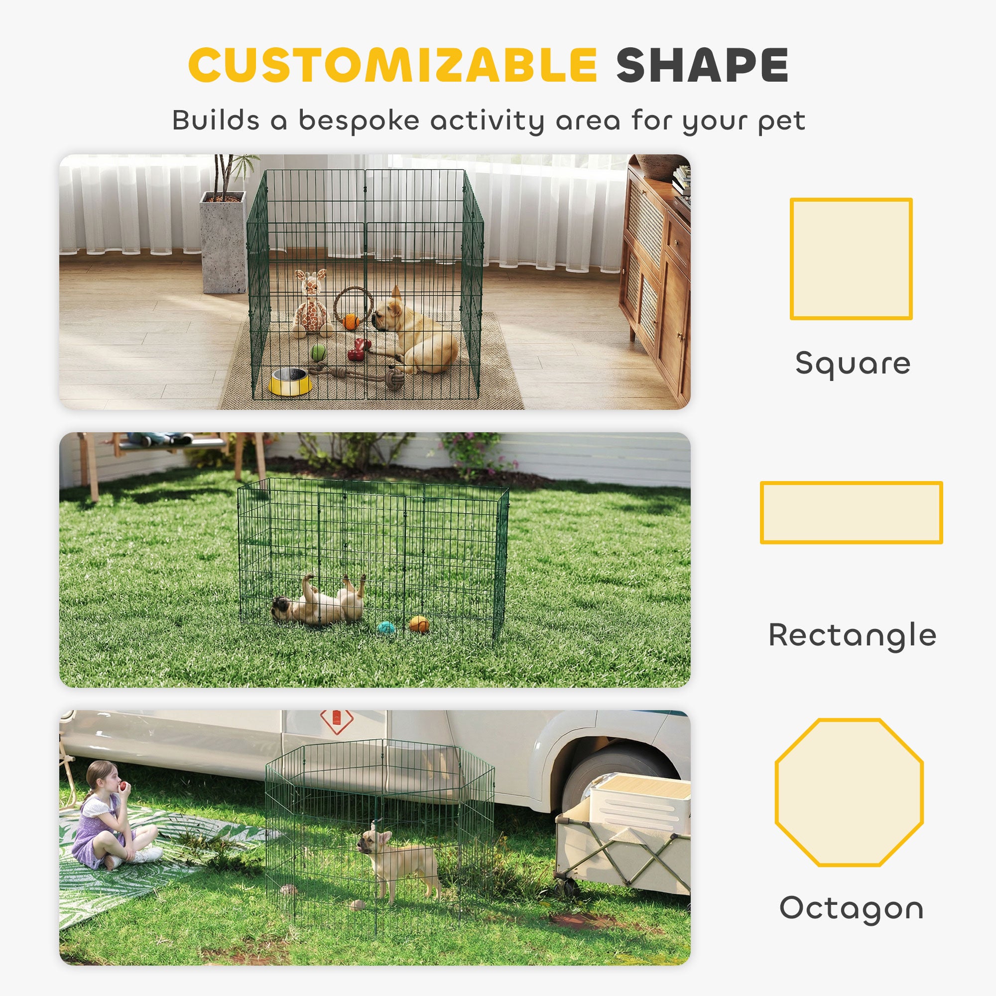 PawHut 8 Panel Pet Playpen for Medium Dogs Indoor Outdoor 80 cm Height 